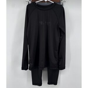 Elite Sports Kids BJJ Rash Guard Set Black Compression Top Pants Youth Large